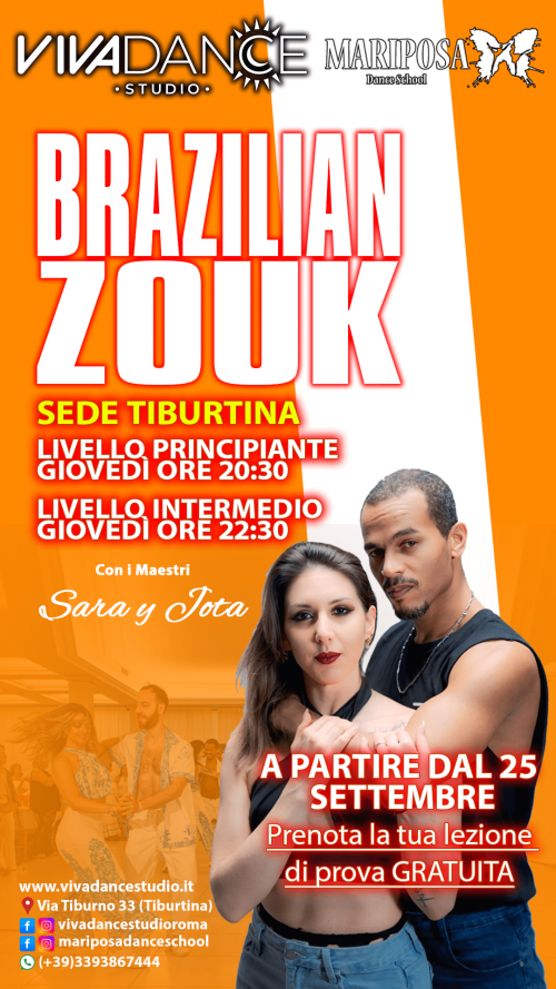 BRAZILIAN ZOUK LIVELLO 1 2025/2026 sede Tiburtina